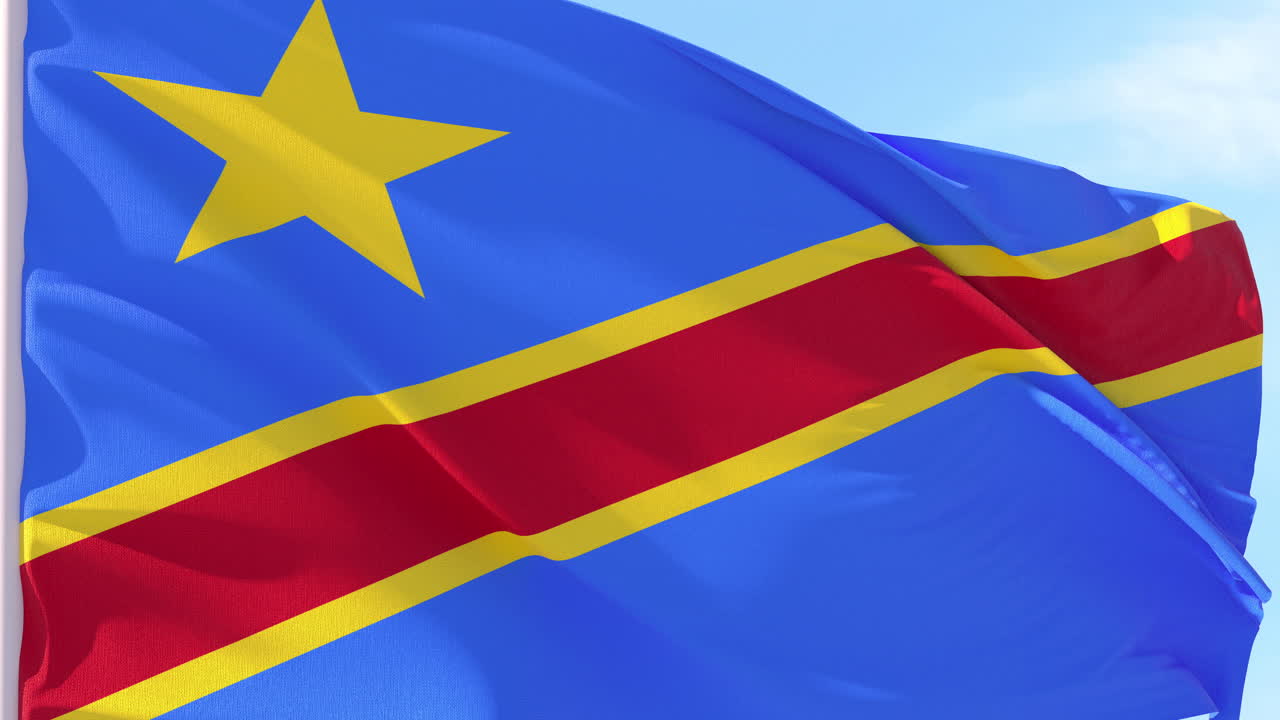 Bandera de la República Democrática del Congo ondeando con el viento