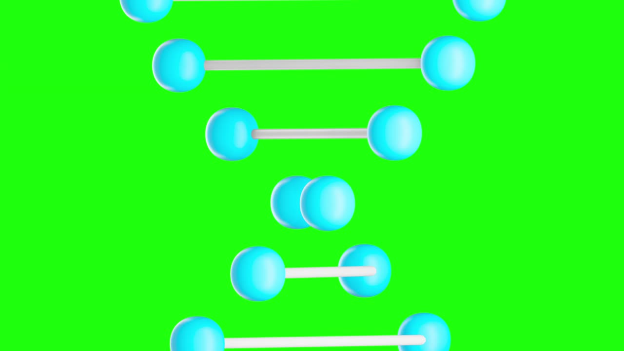 회전하는 dna 모델의 3d 애니메이션