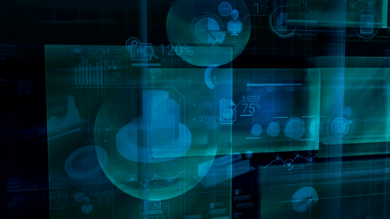 nube holográfica azul de las infografías