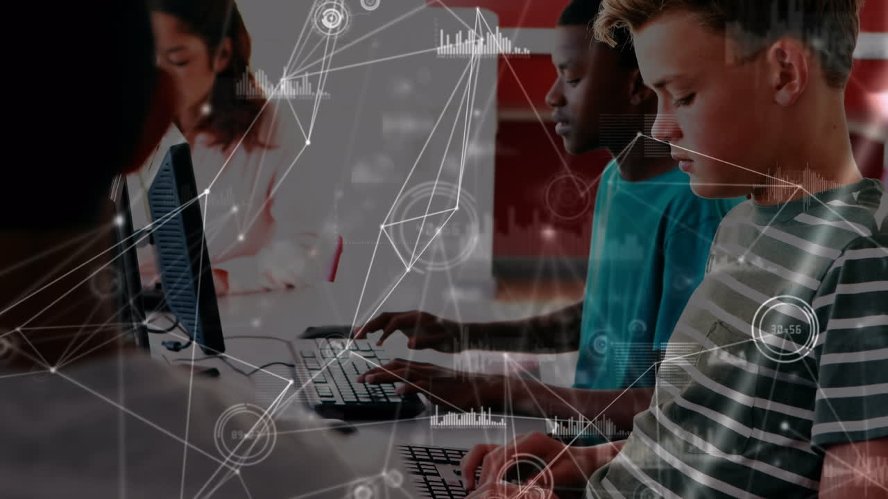 Animation of networks of connections over diverse schoolchildren in classroom