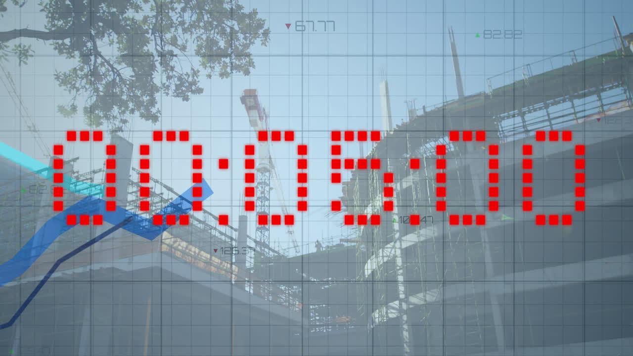 타이머와 도시에 따라 금융 데이터 처리의 애니메이션