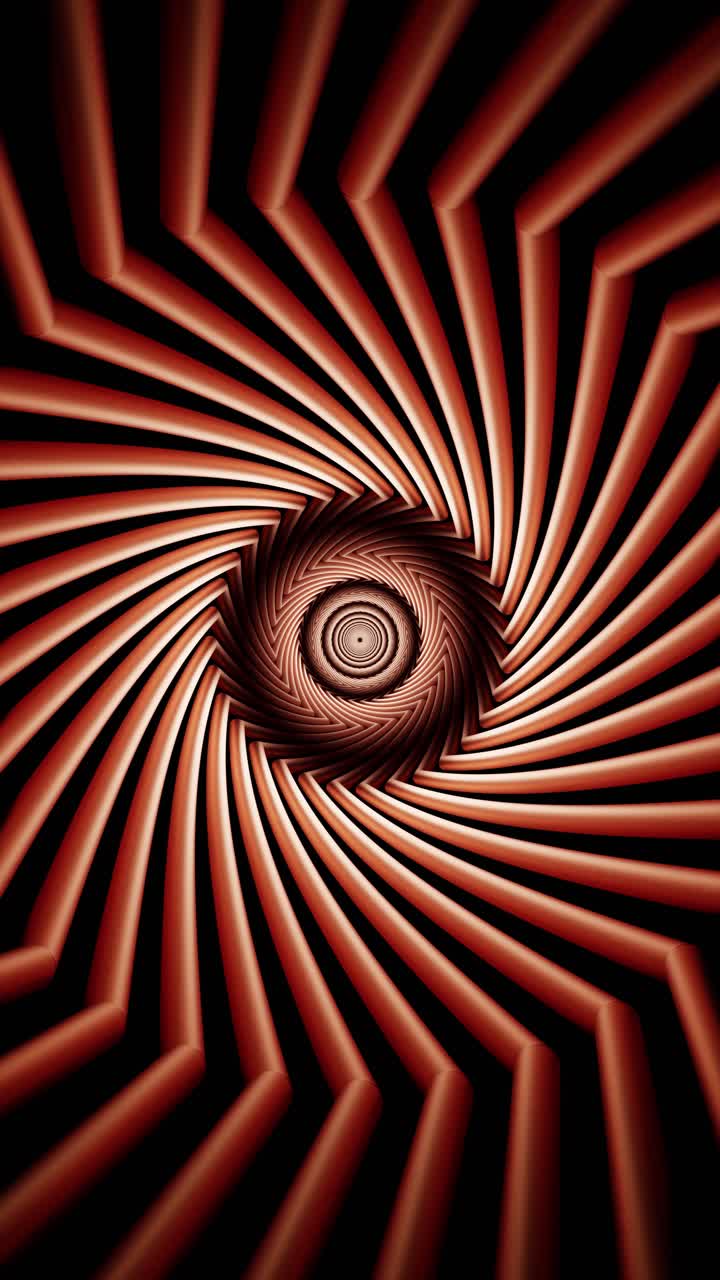 3D loop animation of glowing hypnotic tunnel spiral in motion