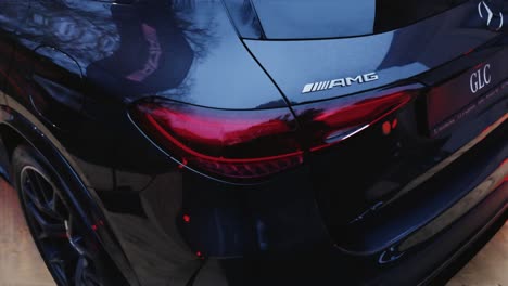 slow tilt down while taillights blink and activate on vehicle, czechia