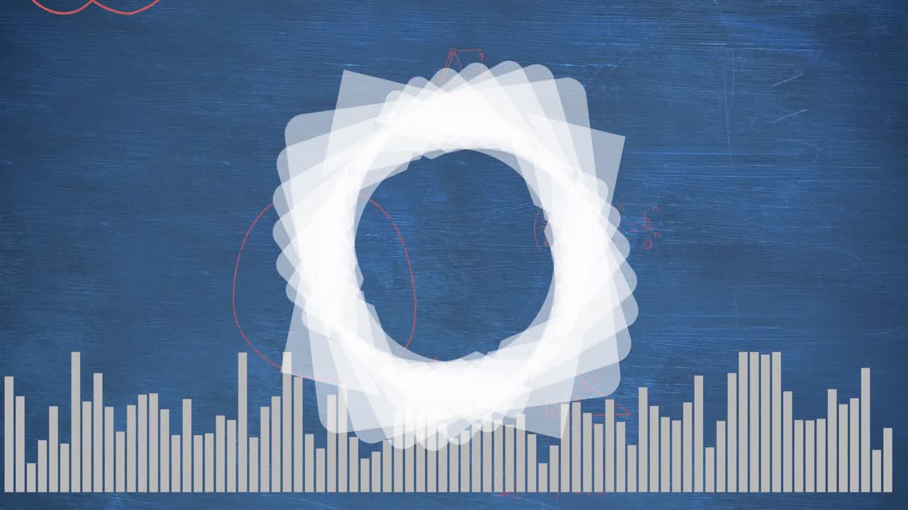 통계 데이터 처리, 회전 추상 둥근 모양 및 수학 방정식의 애니메이션