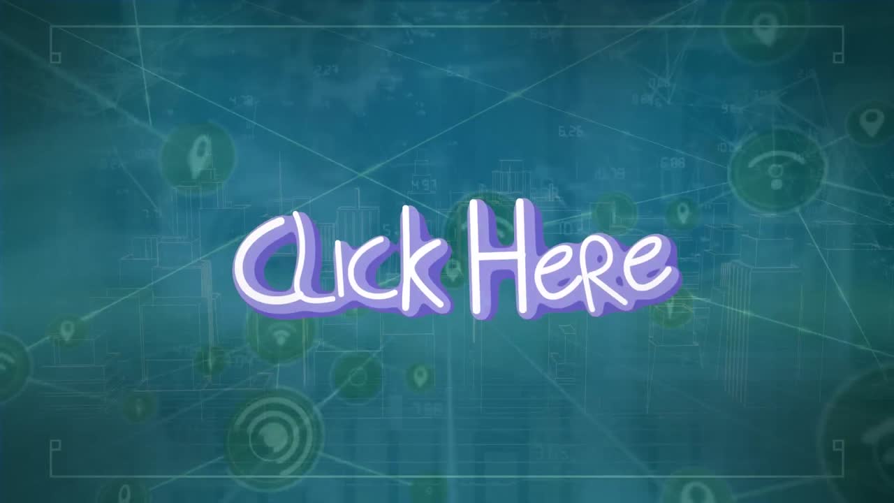 Animation of network of connections over click here text