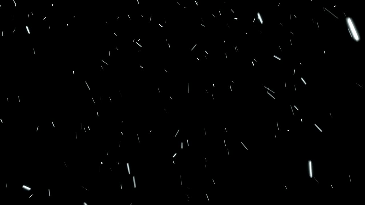 Falling snow on black background. 4k looped animation. Snowflakes In A Snowstorm