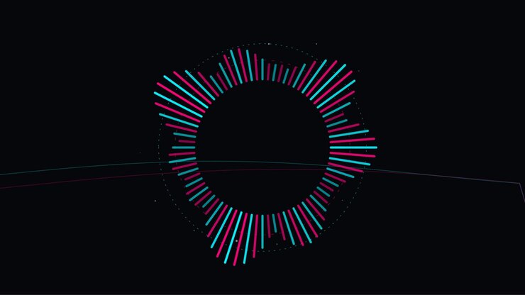 Circular Audio Spectrum Visualizer with Pink and Blue Bars