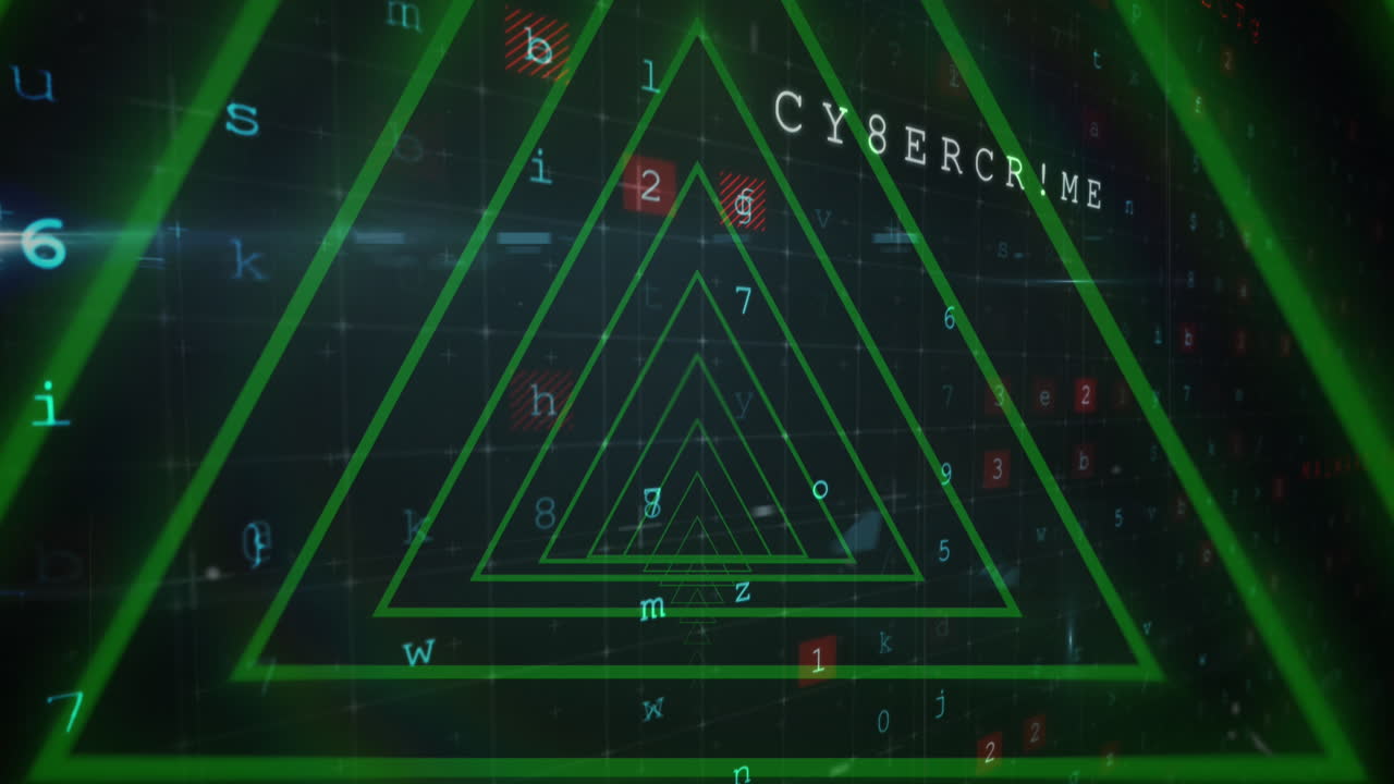 검은 바탕에 데이터 처리를 통해 네온 모양의 터널의 애니메이션