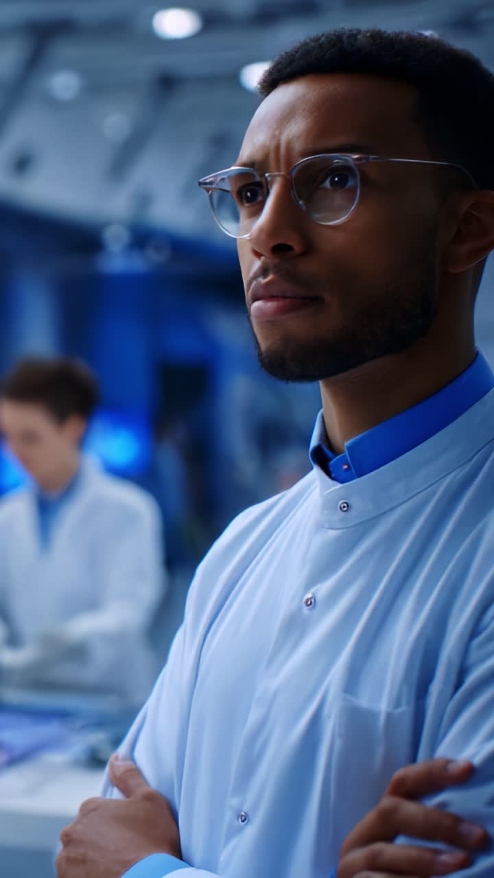 A Pensive Scientist in a Laboratory Setting Contemplates Critical Research Observations, Preparing for Ongoing Experiments with Focus and Determination