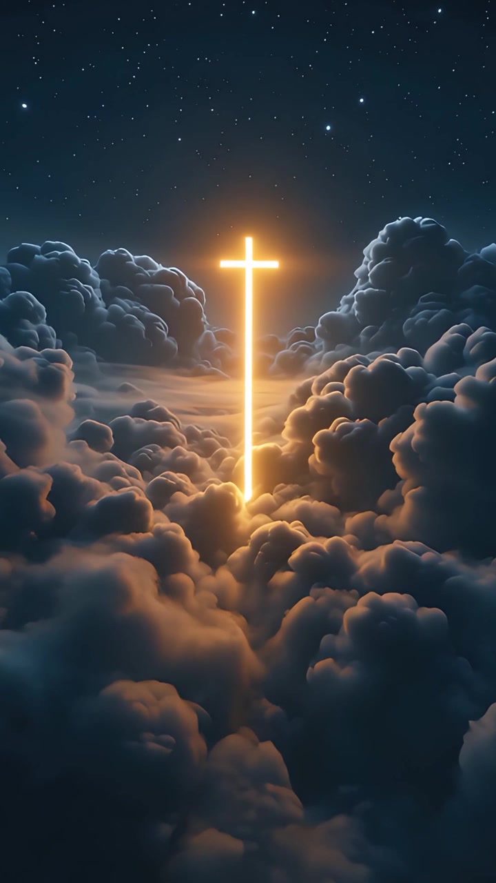 Sfondo per Adorazione 4K: Croce Cristiana e Luce Celeste