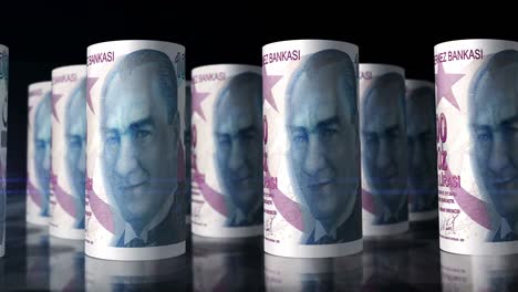 turkish lira money banknotes rolls seamless loop