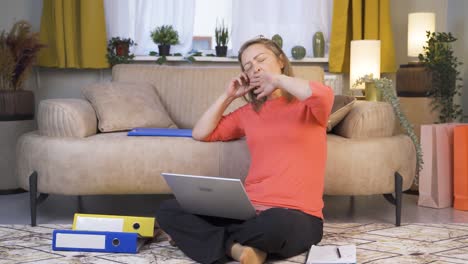 La-Mujer-Que-Se-Quedó-Dormida-Frente-A-Una-Computadora-Portátil.