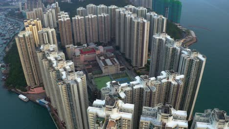 a square shape neighborhood near the seaside view from a drone during the day