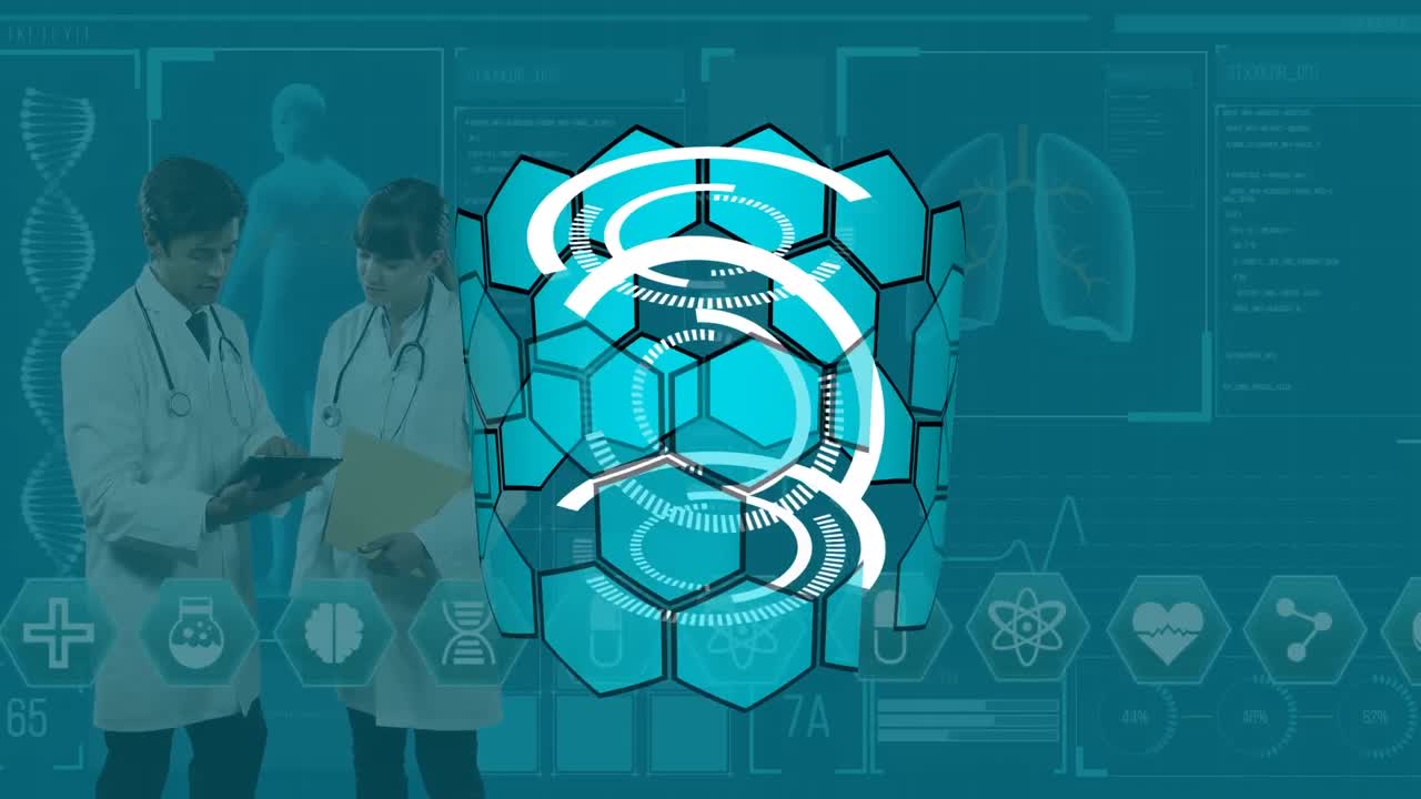 Animation of chemical formulas and data processing over diverse female and male doctors