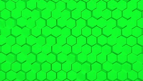 abstract green hexagonal background. a large number of green hexagons. 3d wall texture, hexagonal blocks clusters. cellular panel. seamless loop 3d animation of 4k