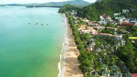 Luxury-hotel-coastline-of-Thailand,-aerial-drone-view