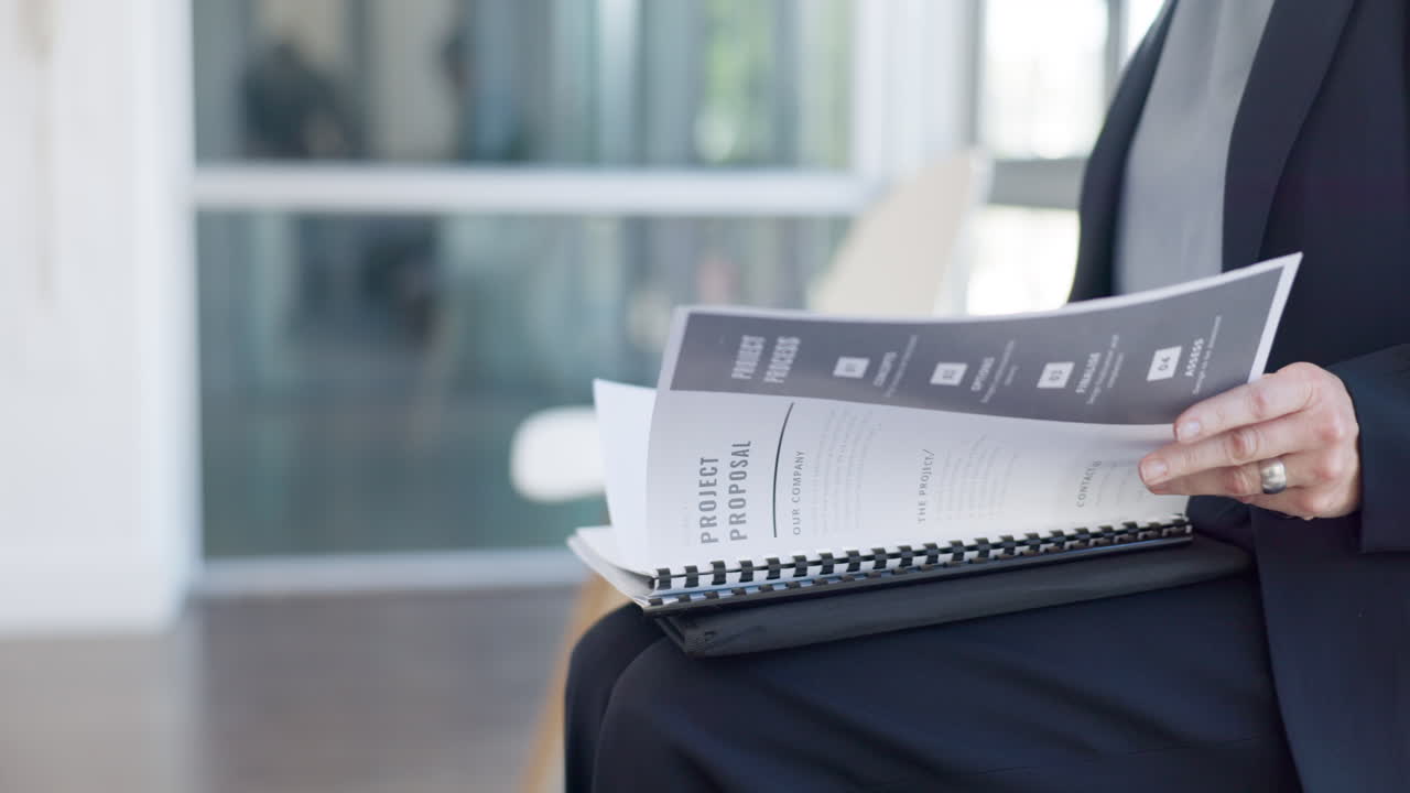 Business woman, hands and documents for proposal