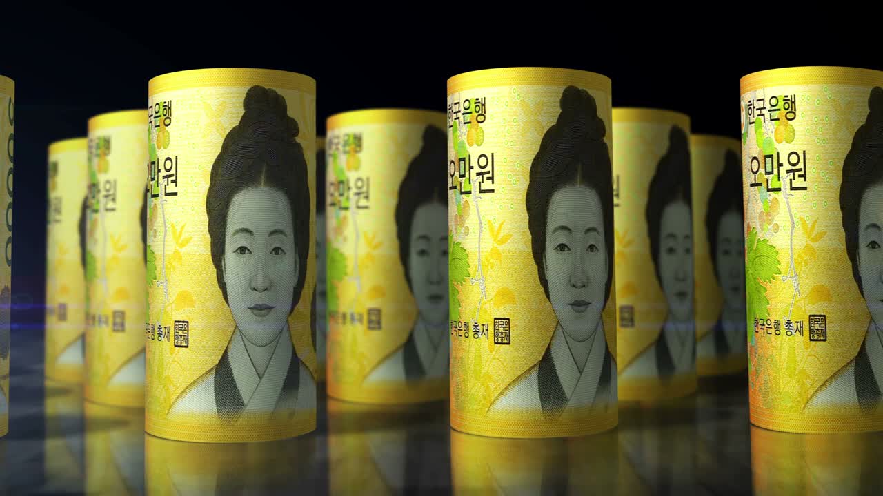 한국은 돈, 지폐, 롤, 원활한 루프