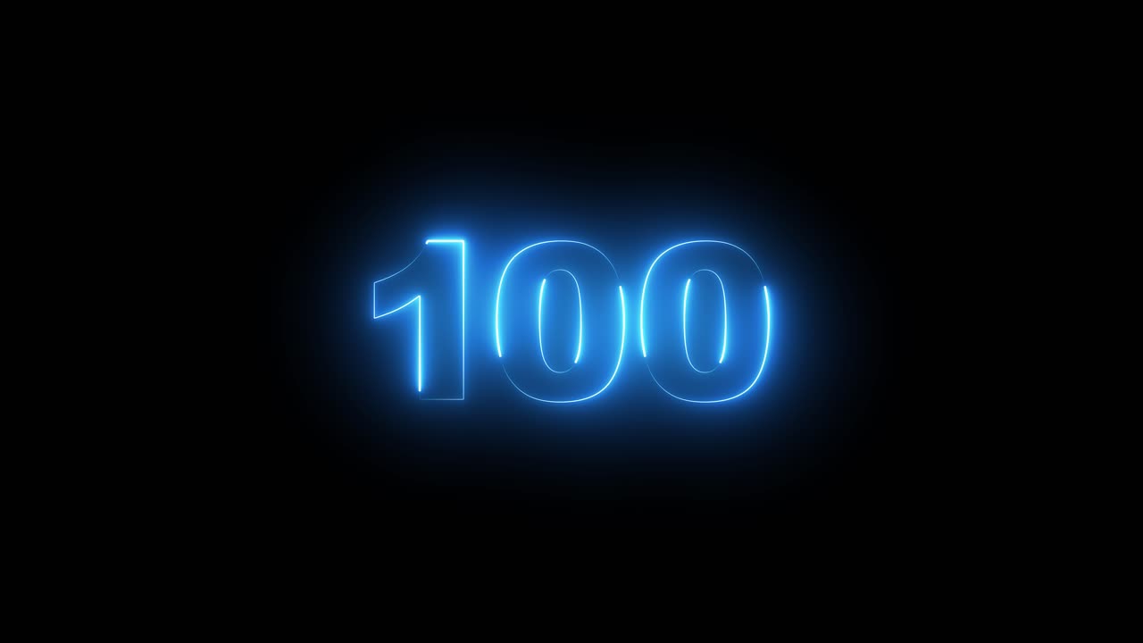 Glowing Blue Number 100