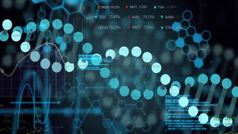 animation of digital data processing over dna strands