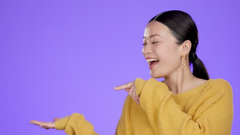 smile, woman with mockup and product placement