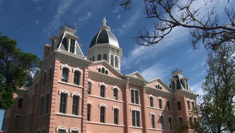 Mediumshot-Of-A-Victorian-Style-Red-Brick-Building