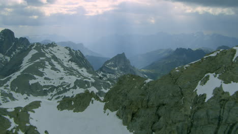 dramatic scenery in the austria alps mountain peaks in europe, aerial