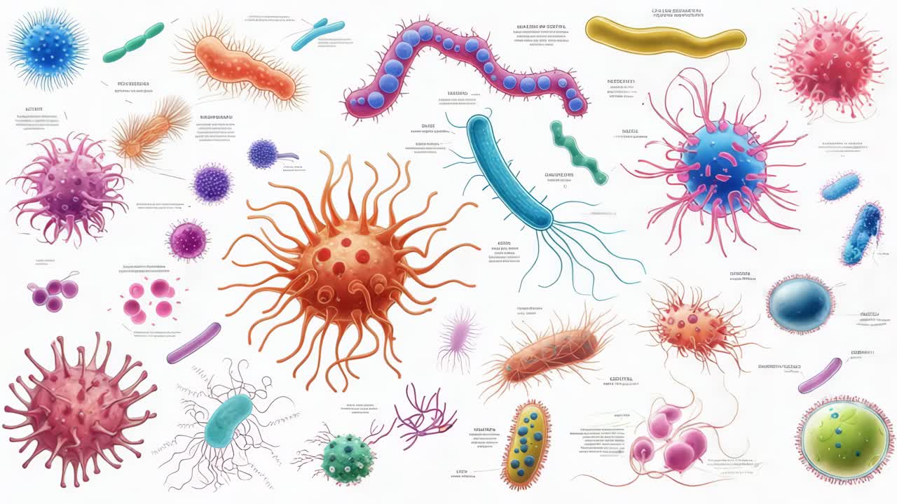 varios tipos de bacterias y microorganismos