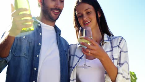 Romantic-couple-interacting-and-having-wine-4k