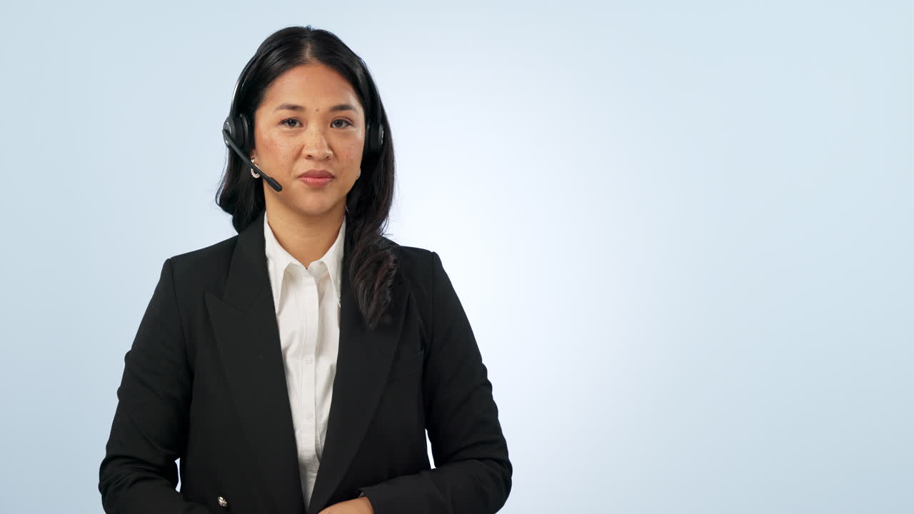 Face, pointing and woman with telecom sales