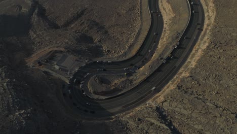 Drone-shot-of-a-zig-Zag-Road