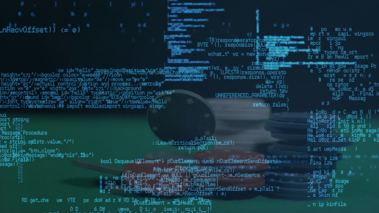 animación del procesamiento de datos sobre fichas de casino