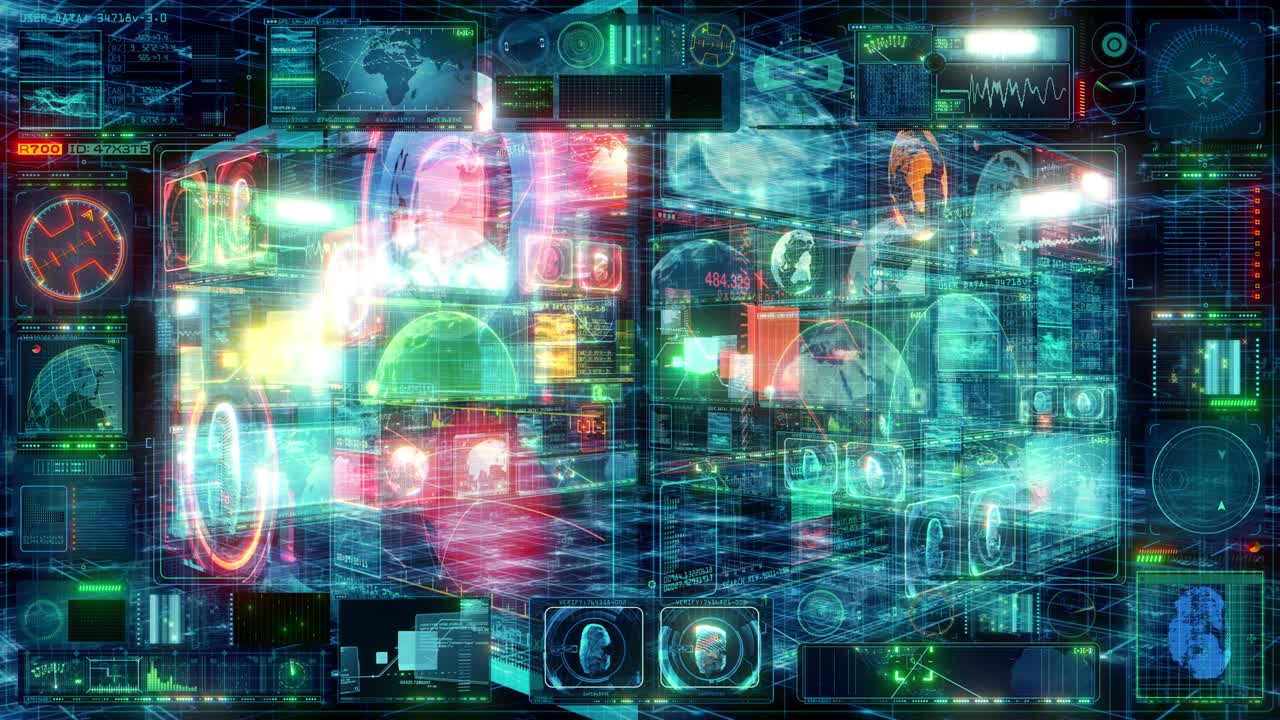 tecnologia interfaccia computer hud data digitale gui schermo - loop