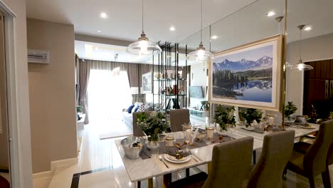 hogar moderno y elegante y comedor plano - decoración de esquina