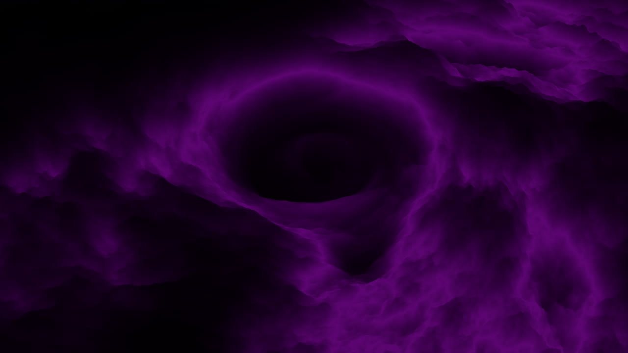 Mystiske lilla skyer omslutter en mørk hvirvlende vortex