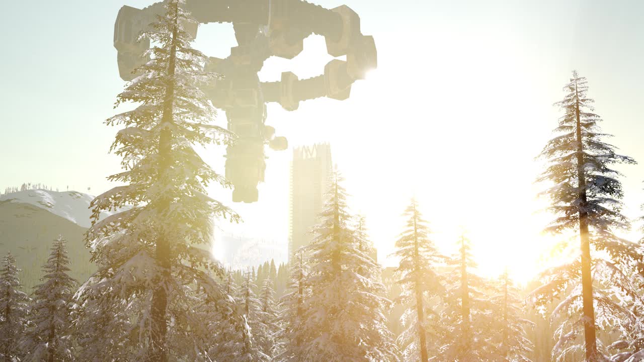 una nave espacial alienígena está flotando sobre la ciudad.