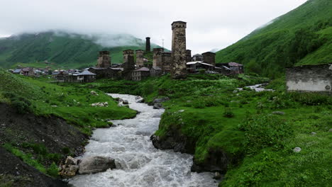 Patara-Enguri-And-Shavtskala-Kvishara-Rivers-In-Ushguli,-Svaneti,-Georgia