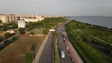 Drone-Aerial-View-Seaside-Traffic