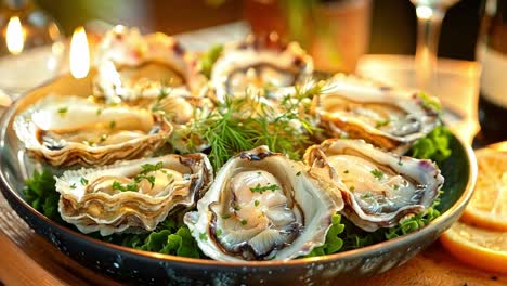 fresh oysters with dill and lemon