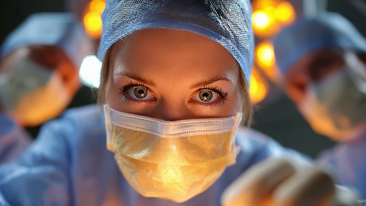 Focused Surgeon Preparing for a Critical Procedure Under Bright Surgical Lights, Demonstrating Precision and Professionalism in the Operating Room Environment