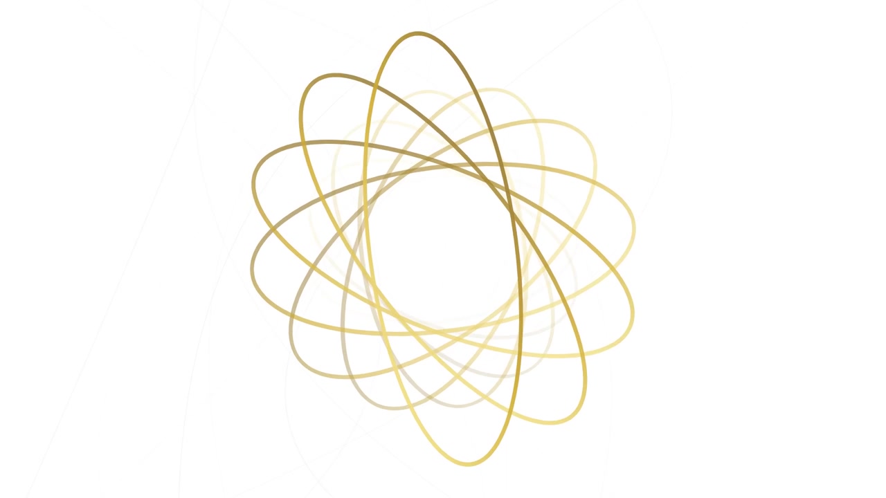 Rotating Golden Atomic Structure Animation on White Background