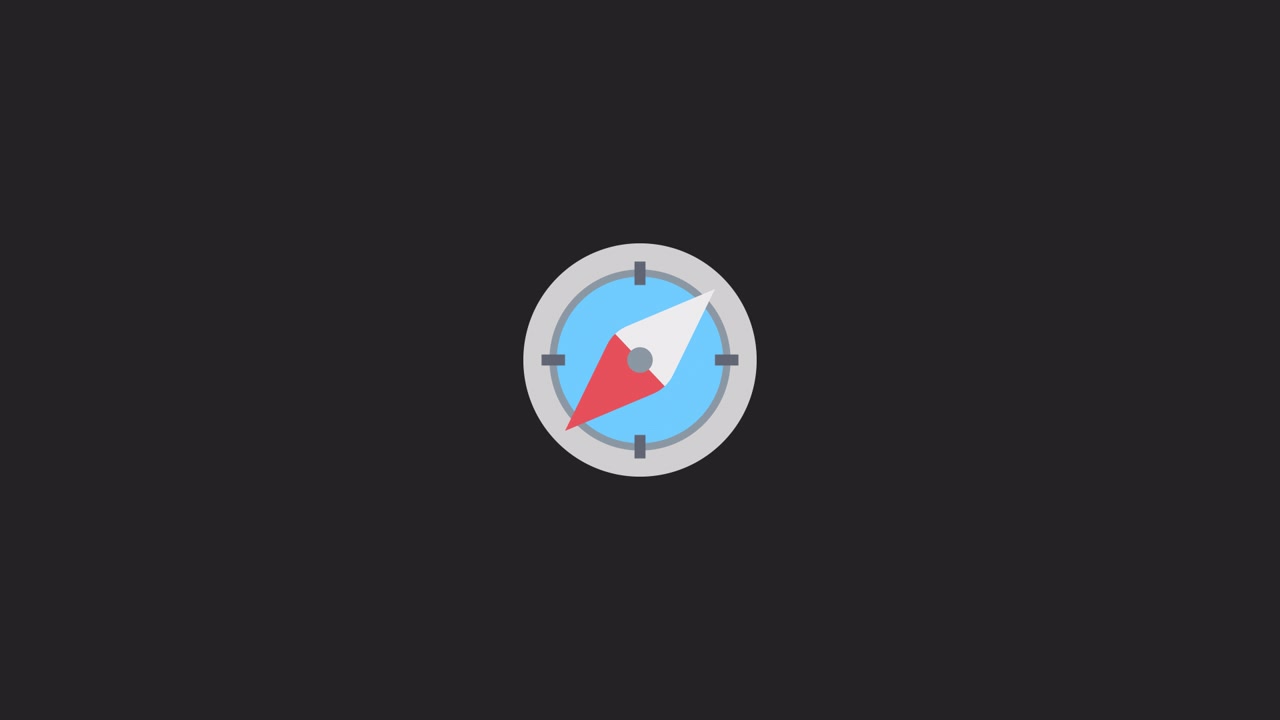 Minimalist Compass Icon with Rotating Needle on Dark Background