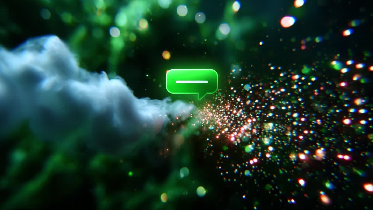 A Stunning Visual Representation of Digital Communication, Featuring a Luminous Message Bubble Surrounded by Ethereal Light and Sparkling Particles Floating in a Cloudy Atmosphere, Symbolizing Connection and Interaction