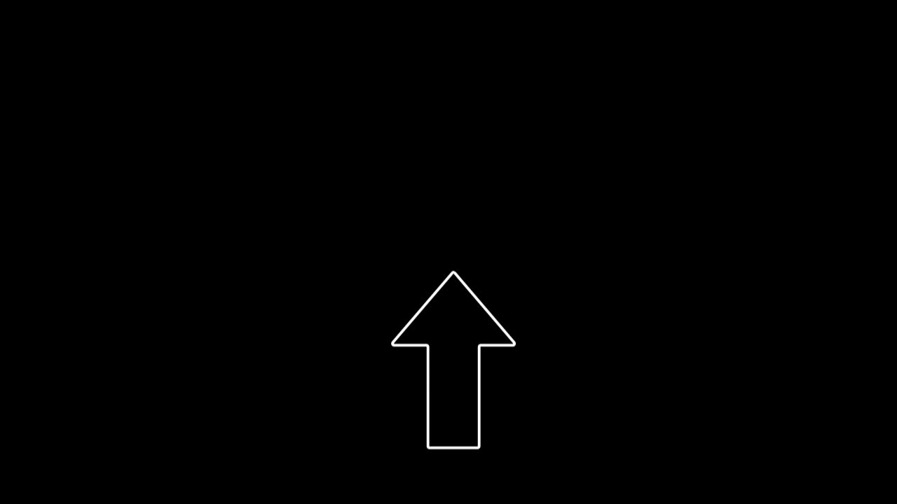 Animation of white outline arrow jumping on black background