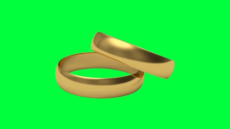 3d animation of wedding rings on green screen. 4k