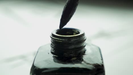 black nail polish bottle closeup