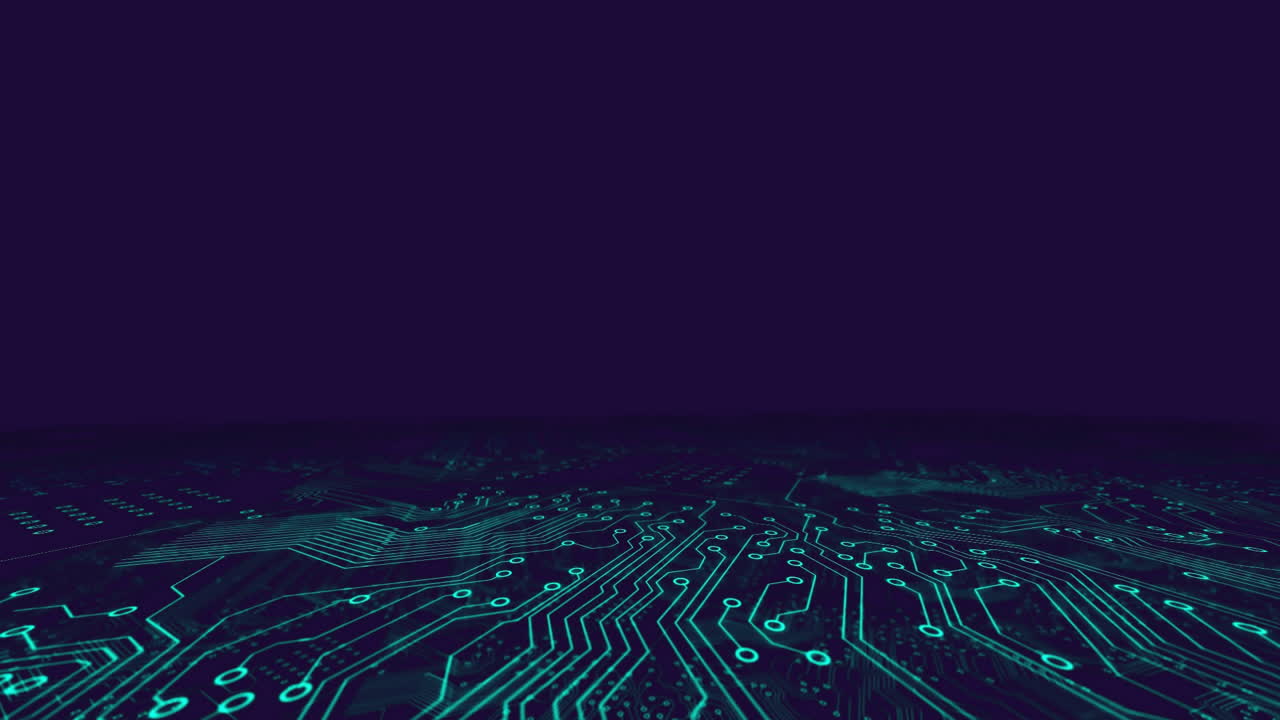 Animation of computer circuit board on black background