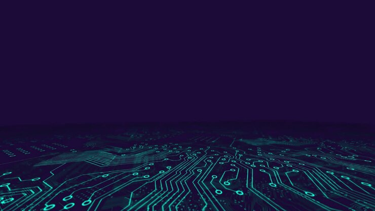 Animazione di una scheda madre di computer su sfondo nero