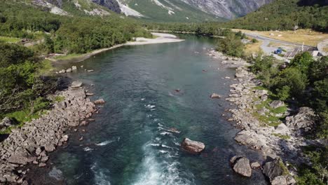 aerial footage from the rauma river in norway