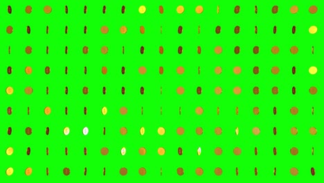 golden coins rotating on green background.